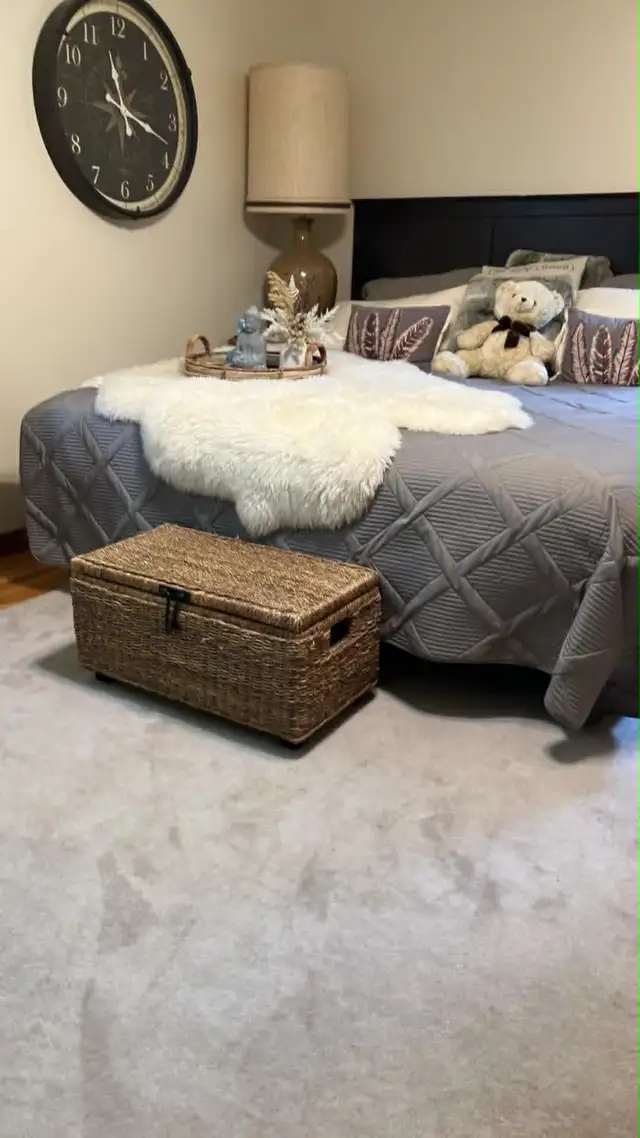 Vintage rotin rattan Chest entrance bedroom Banc Coffre à jouets