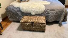 Vintage rotin rattan Chest entrance bedroom Banc Coffre à jouets - Photo 3