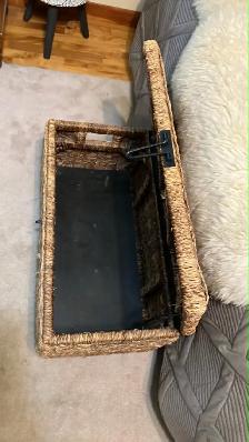 Vintage rotin rattan Chest entrance bedroom Banc Coffre à jouets - Photo 7