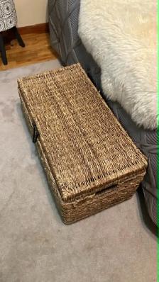 Vintage rotin rattan Chest entrance bedroom Banc Coffre à jouets - Photo 8