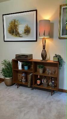 Mid century TEAK TECK. Bibliothèque, bar, table console disques - Photo 2
