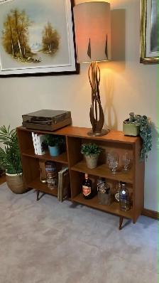 Mid century TEAK TECK. Bibliothèque, bar, table console disques - Photo 3