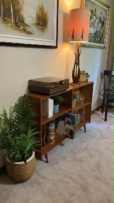 Mid century TEAK TECK. Bibliothèque, bar, table console disques - Photo 8