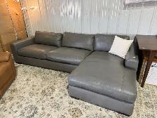 Grey leather sectional