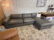 Grey leather sectional - Photo 2