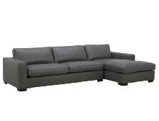 Grey leather sectional - Photo 3