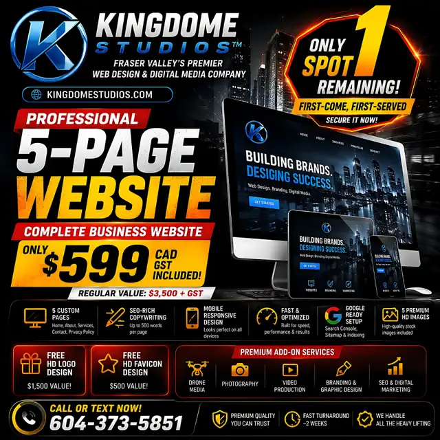 $599 Web Design | 5-Page Site   Logo | Look Like a Pro!