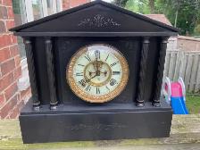 Antique Ansonia Black Mantle Clock