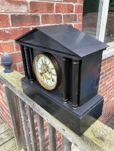 Antique Ansonia Black Mantle Clock - Photo 2