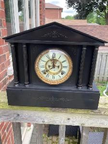 Antique Ansonia Black Mantle Clock - Photo 3