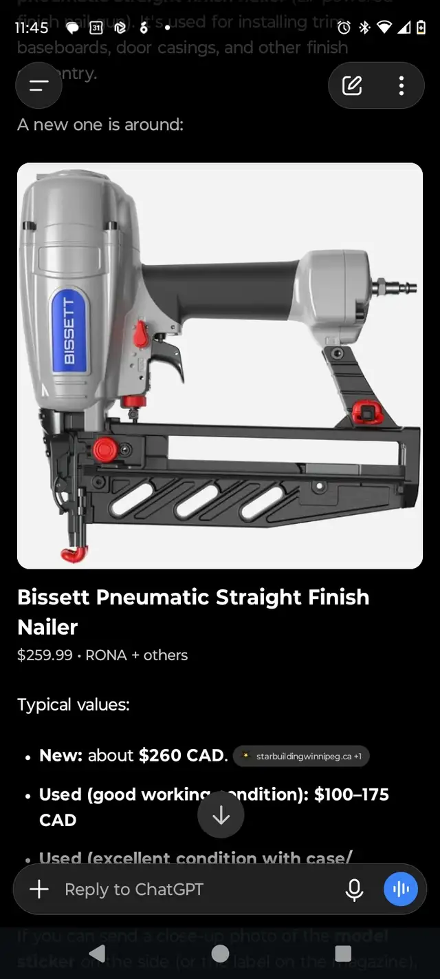 bisset finishing nailer