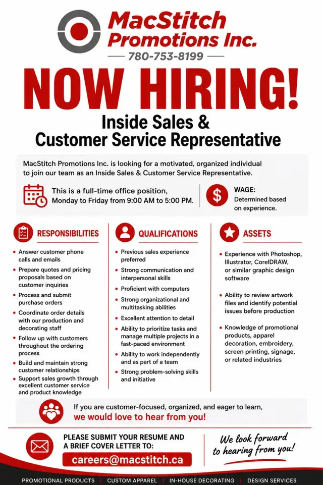 Now Hiring Sales Representative