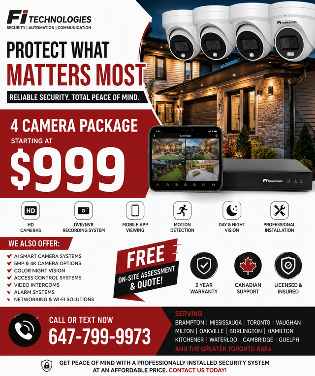 4 Security Camera Package Starting at $999