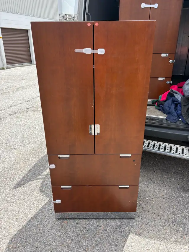Free delivery used Wooden Cabinet with Shelves and Drawers