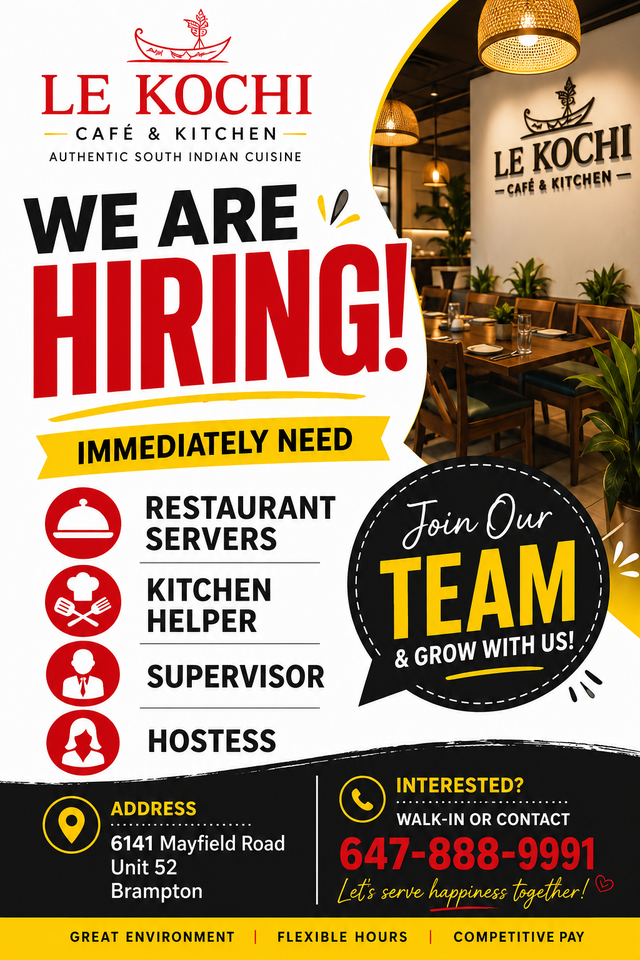 Servers ,supervisor,Kitchen helpers