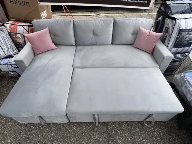 New 2 PC Sectional Sofa Bed Fabric Upholstery Velvet At Hot Sale