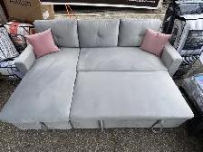 Brand New Velvet Sectional Sofa Bed Grey In Huge Sale