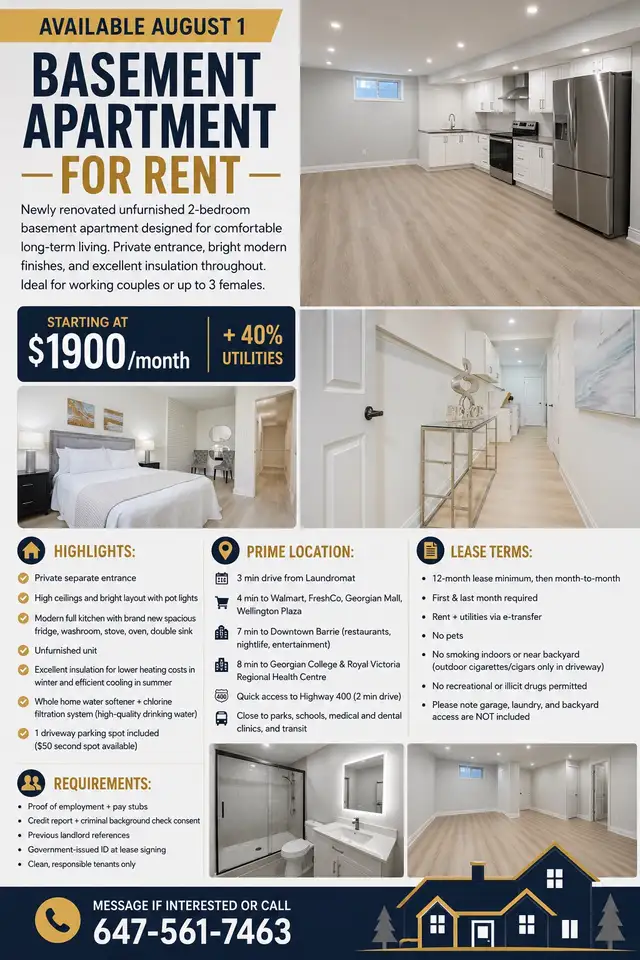2 Bedroom Basement with Separate Entrance