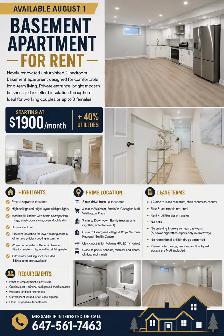 2 Bedroom Basement with Separate Entrance