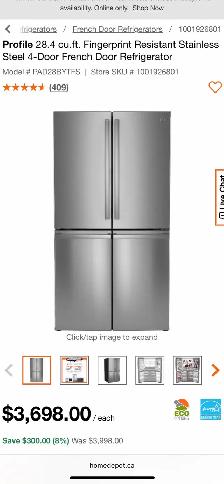 NEW 36" GE Profile 4 Door Fridge Stainless Steel (Water &Ice) - Photo 9