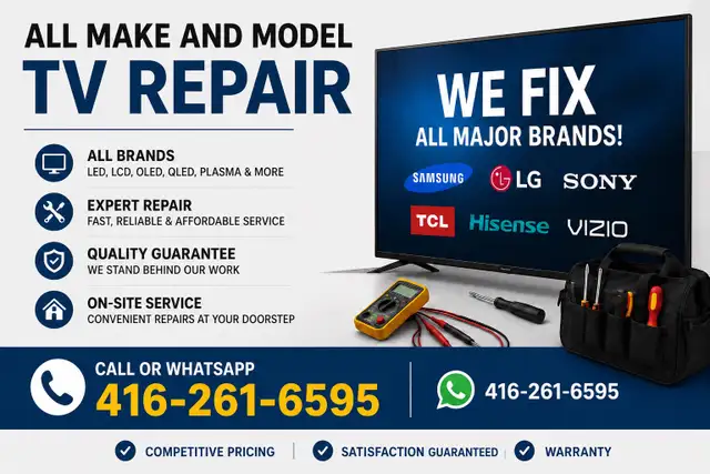 Repair Service TV, Small Appliances Call 416-261-6595
