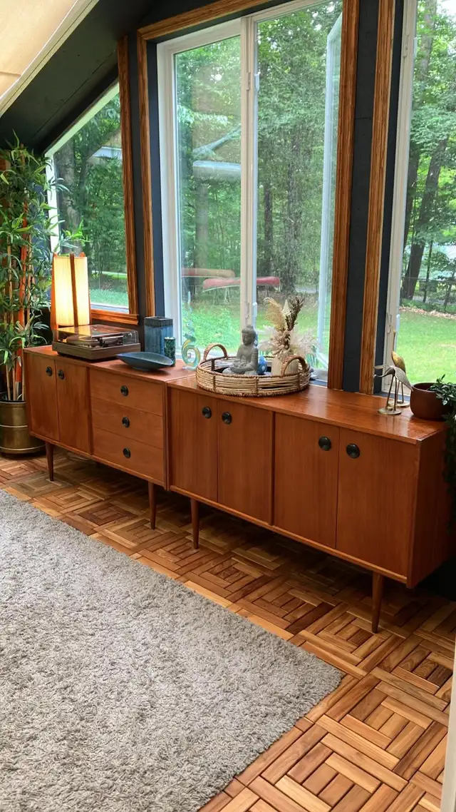 Mid century MODULAR TECK TEAK Buffet, console table, bar, bahut