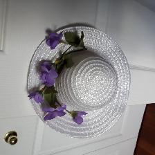 CHAPEAU NEUF BLANC À 6 FLEURES MAUVES 14'TOUR TETE FILLETTE$5.00 - Photo 3