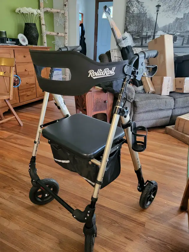 RollisRoll Walker for Seniors with Seat, Lightweight, Foldable