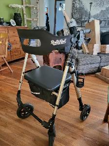 RollisRoll Walker for Seniors with Seat, Lightweight, Foldable