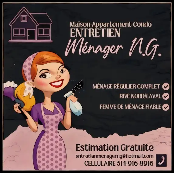 MÉNAGE PROFESSIONNEL Maison-Appartement-Condo FEMME DE MÉNAGE