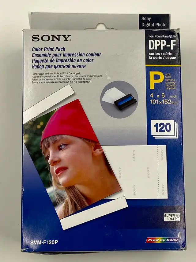 Sony SVM-F120P 4x6' Paper 120 Sheets, 2 Print Cartridges DPP-F