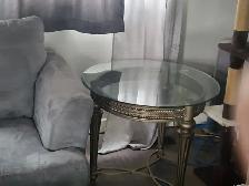 Glass top coffee table with matching end tables - Photo 3