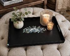Tray upcycled in black, with a botanical floral design - Photo 2