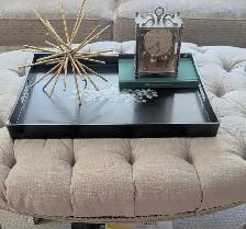 Tray upcycled in black, with a botanical floral design - Photo 3