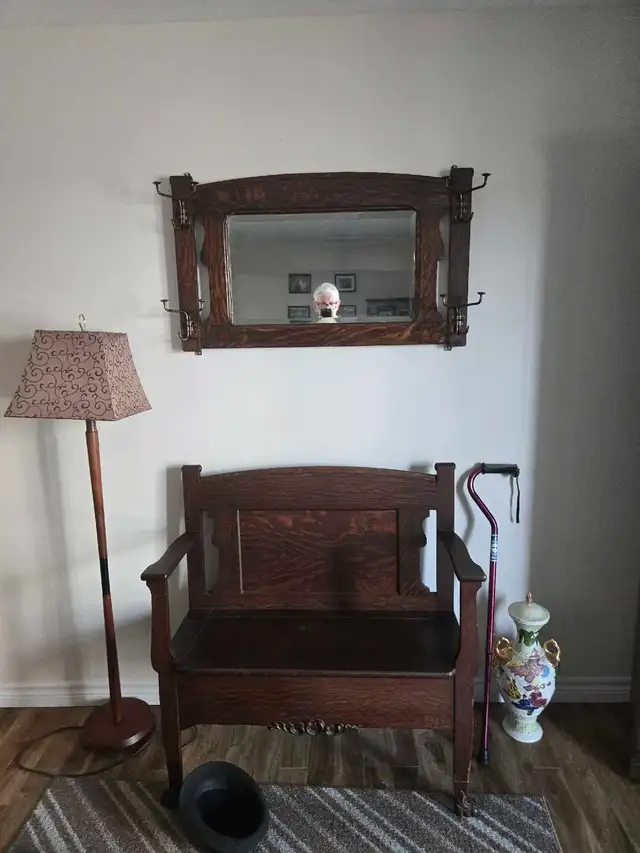 Mirror and Storage Chest Antique