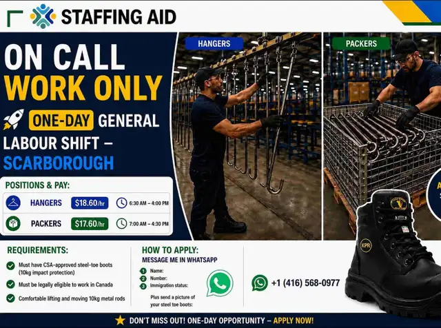 ONE-DAY GENERAL LABOUR JOB – SCARBOROUGH