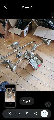 2 Luminaires sur rail/lustres de salle de bain   globes