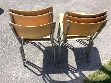 6 Vintage Old School Wooden Chairs Stackable - Photo 9