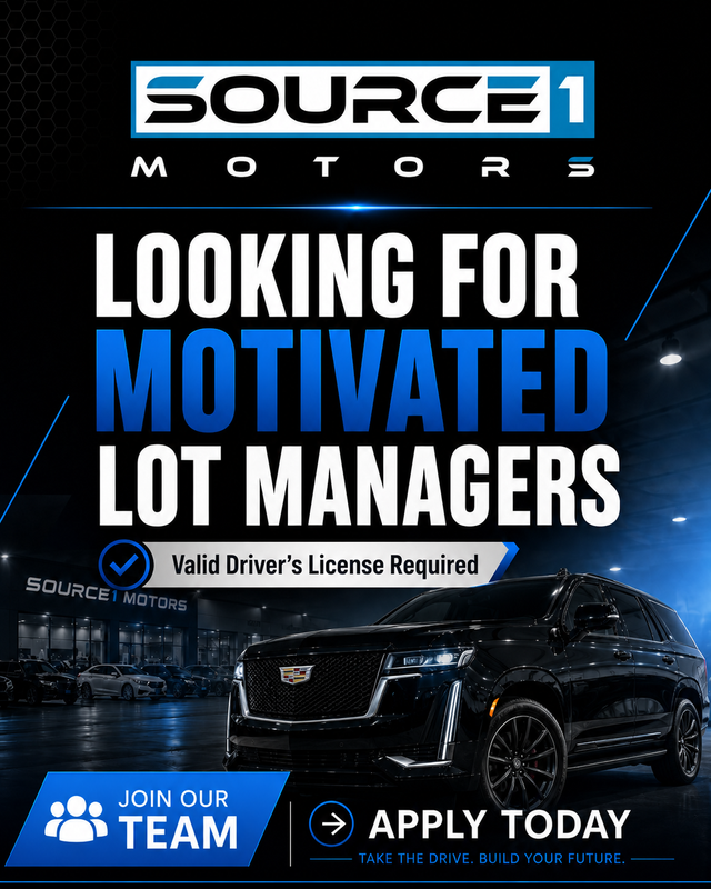 Source1 Motors Hiring Sales Professionals And lot managers
