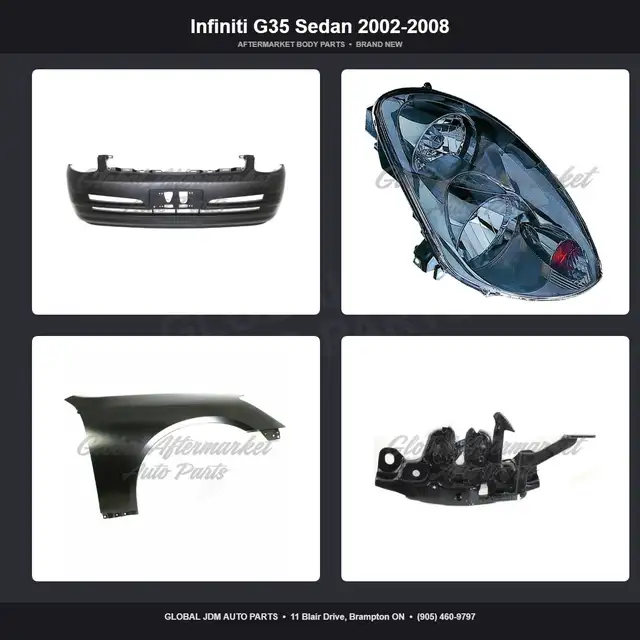 Infiniti G35 Sedan 2002-2008 Hood Grille Bumper Fender Parts