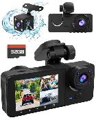 3 Channel 4K Dash Cam Front Rear Inside with 32GB SD Card