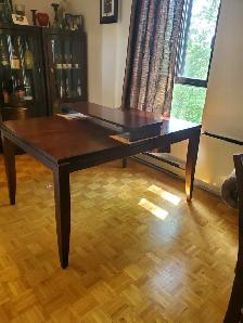 Wood Dining Set - Table with extension piece and 6 chairs - Photo 2