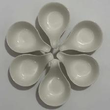 White Ceramic Dipping Bowls with Handles - Set of 6 - Photo 2
