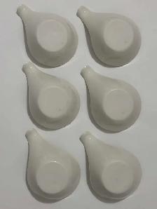 White Ceramic Dipping Bowls with Handles - Set of 6 - Photo 4