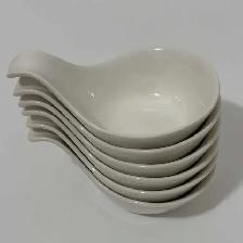 White Ceramic Dipping Bowls with Handles - Set of 6 - Photo 5