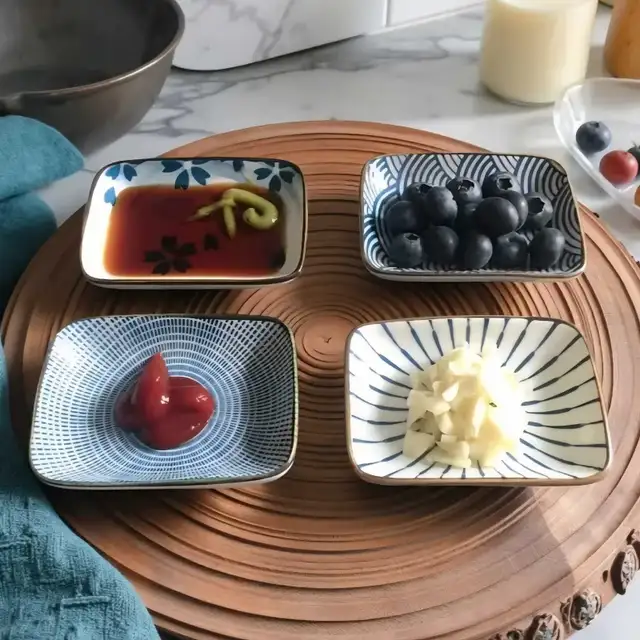 Japanese Ceramic Sushi Dipping Sauce Dishes – Set of 4