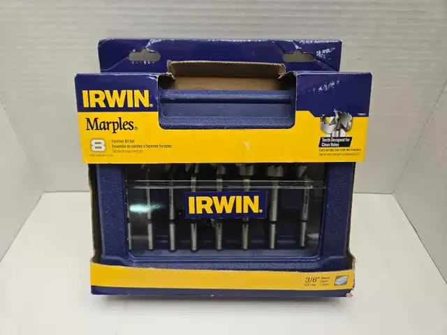 Irwin 8 Piece Forstner Bit Set 3/8' Shank NEW
