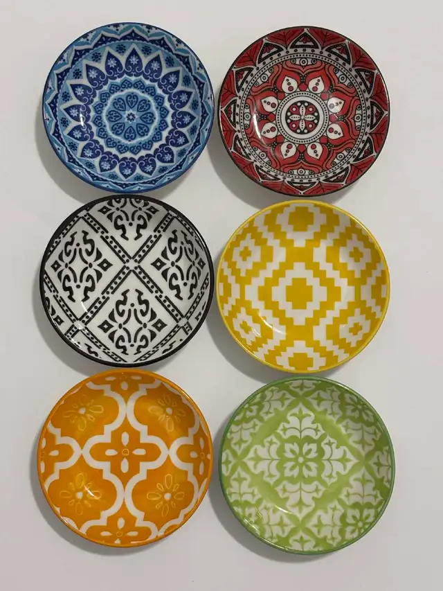 Vibrant Bohemian & Moroccan Patterns Ceramic Dipping Bowls