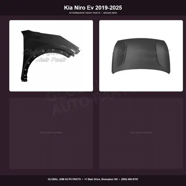 Kia Niro Ev 2019-2025 Hood Fender Absorber Aftermarket Parts