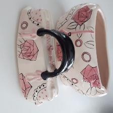 GRAND CONTENANT CÉRAMIQUE BLANC,ROSE NOIR 12'LARx9'HAUT: $20.00 - Photo 3